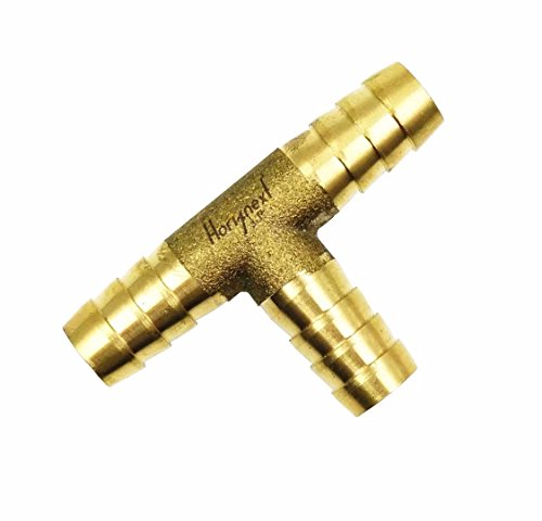 Horiznext Brass Hose Splicer Fitting, Tee, 3/8" x 3/8" x 3/8" Hose ID Barbed