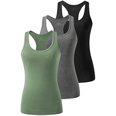 Vislivin Workout Tank Tops for Women Yoga Racerback Tank Activewear Sleeveless Tops Black/Gray/ArmyGreen-1 S Cover