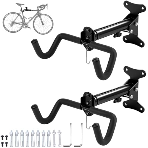 CYFIE 2 Stück Fahrrad Wandhalterung, Klappbar Fahrradhalterung Wand mit Weicher Polsterung, Platzsparend Stabiles Verstärkt, Wandhalterung Fahrrad bis 25kg für MTB Rennrad, Fahrradaufhängung Wand