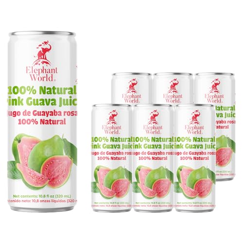 Image of Elephant World 100% Natural Pink Guava Guayaba Juice | NON GMO | 10.8 oz (Pack of 6), Guava