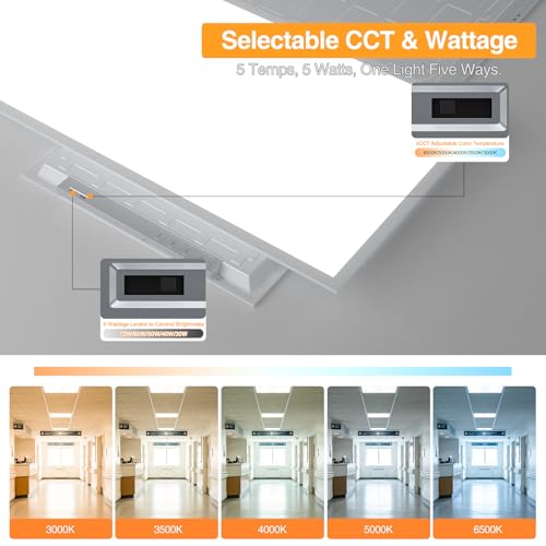 Image of 2x4 LED Flat Panel Light,Selectable 5CCT,0-10V Dimmable,9360LM,6Pack