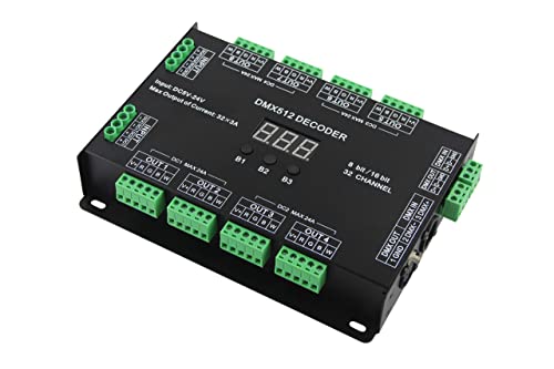32 canales 96 A RGBW DMX 512 LED decodificador controlador DMX regulador DC5-24V RGBW RGB LED light...