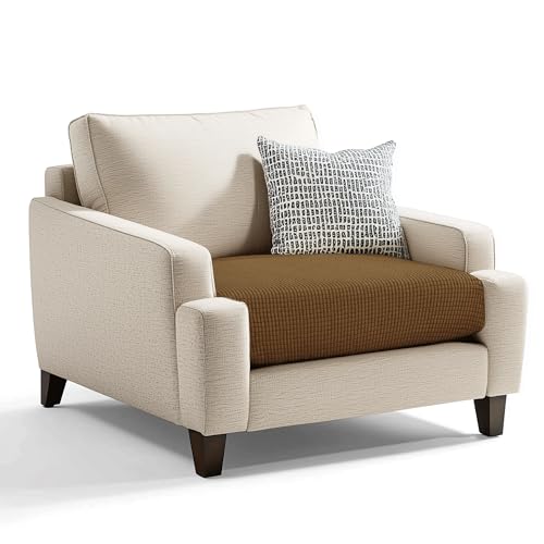 Image of CHUN YI Stretch Chair Couch Cushion Cover for Armchair, Individual Sofa Seat Cushion Covers for Chairs, Slipcover Replacement with Spandex Jacquard Fabric(Small,Coffee)
