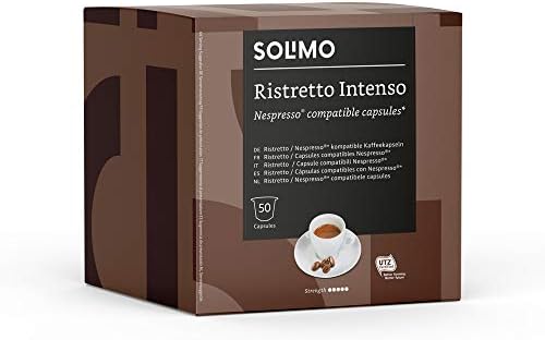 Marca Amazon - Solimo Cápsulas Ristretto Intenso, Compatibles con Nespresso  - 100 cápsulas (2 Paquetes x 50) - PREYCA