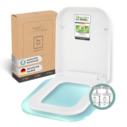 BENKSTEIN WC-Sitz Toilettendeckel E-Form | Toilettensitz mit Softclose Absenkautomatik | WC Deckel eckig mit Quick Release | Universal Klodeckel aus Duroplast | Klobrille weiß - antibakteriell