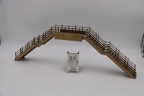 AT-BA Modellbau 220024 Slotcar Brücke mit Handlauf für 4 Fahrspuren