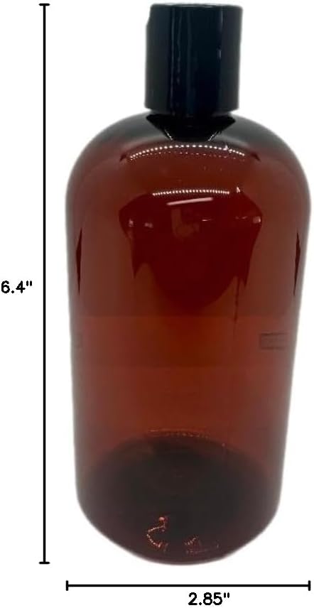 16 oz Amber Plastic Bottle with Black Disc Cap - 2 Pack - BPA-Free and Break-Resistant - Perfect for Lotions, Creams, and Beauty Essentials image 4