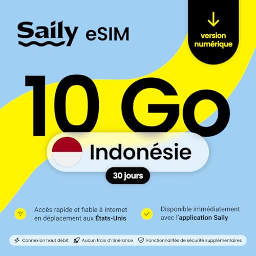 eSIM Indonésie Saily 10 Go pour éviter les frais d'itinérance hors d'Europe