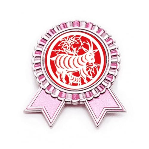 Broche mouton rose en métal taille M effet papier découpé