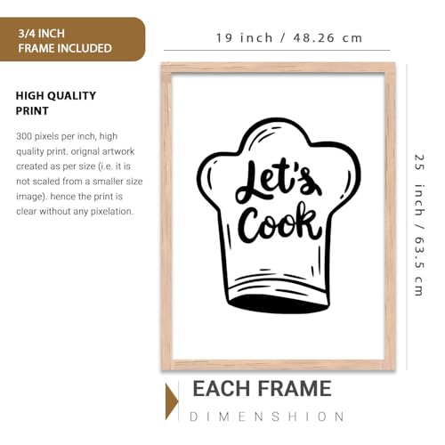 Image of HOTHOUSE Kitchen Wall Artposter With Frame For Living Room Bed Room Hotel Wall Decor Digital Reprint engineered wood Set of 3 (19X25 inch)
