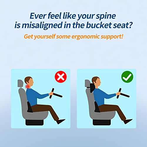 Chiyi Adjustable Car Lumbar Support Pillow (Black, Waist+Neck Pillow Set)-Backrest Cushion-Driving Support-Car Back Support #TOP1