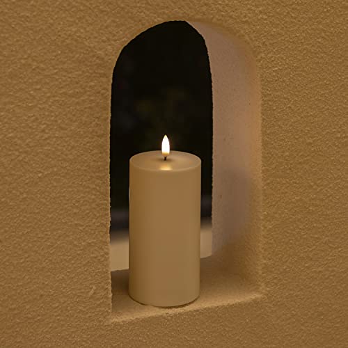 Image of ANGELLOONG Flameless Pillar Candles with Timer, 2 Pack 3 x 6 Inch Waterproof Battery Operated Flickering LED Candle for Outdoor Wedding Table Decor
