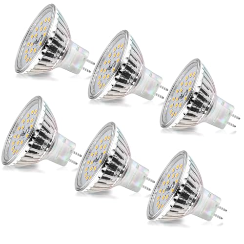wowatt GU5.3 LED Warmweiß 2800K, 6W Ersetzt 40W MR16 Halogen Leuchtmittel, AC/DC 12V GX5.3 Birnen 480lm Hell Flimmerfrei Strahler, Abstrahlwinkel 120°Spot Lampe, Nicht Dimmbar, 6er Set
