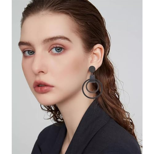 Bohemian Simplicity Wooden Geometry Circle Hollow Lightweight Dangle Drop Earrings Handmade Multi-layer Stud Earrings For Women Jewelry Gifts4