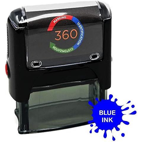 Custom Self Inking Rubber Stamp - 1 Line (Blue) Cover