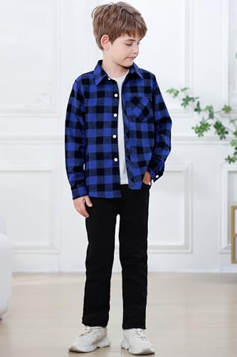 Image of Betusline Boy and Men Button Down Plaid Shirt | Soft,Breathable and Comfortable Fabric