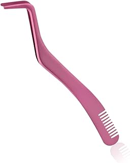 1pcs Eyelash Applicator,2 in 1 Eyelash Applicator Tool,Lash Tweezers Strip Lashes,Double Ended Eyelash Tool with Built in Lash Comb for Precise Lash Application, Curved Eyelash Tweezers Nipper(Pink)
