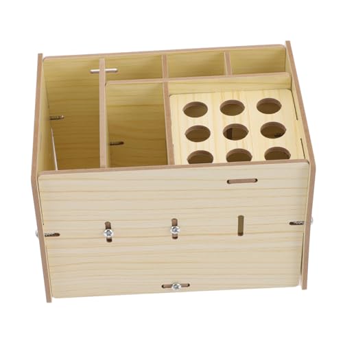 Beatifufu Hair Tools Organizer Barber Shop Storage Box Comb Storage Case Hairstyling Scissors Holder Wood Material