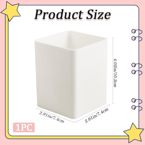 Image of CRASPIRE White Pen Holders Plastic Pencil Cups Square Waterproof Cuboid Cosmetic Makeup Brush Small Stationery Container Holder Box Case for Office School Home Desk Makeup Brush Pen Pencil Storage