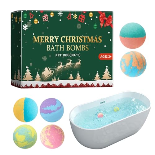 Tuxxjzm Bola de baño para niños, bolas de baño con burbujas, 6 bombas de baño relajantes relajantes, bolas de baño de espuma de Navidad para mujeres y hombres, niñas y esposas