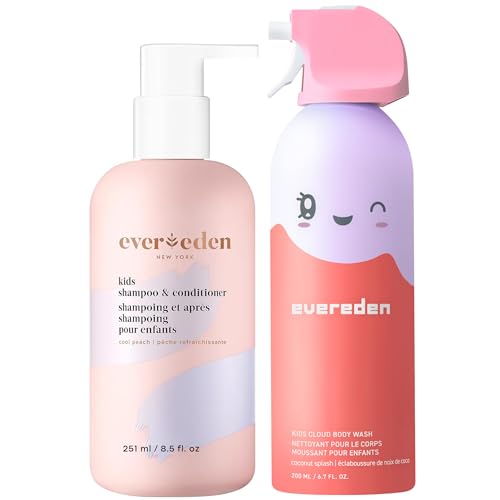 Evereden Kids Shower Essentials Set: 2-in-1 Kids Shampoo and Conditioner + Cloud Body Wash - Gentle Cloud-Like Toddler Body Wash & Gentle Shampoo-Conditioner - Clean & Vegan Skin Care