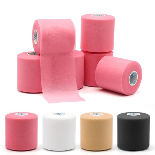 Image of OK TAPE Pre Wrap Tape (6-Rolls, 12 Yds) - Athletic Foam Underwrap for Sports, Protect for Ankles Wrists Hands and Knees, 2.75 Inches - Pink