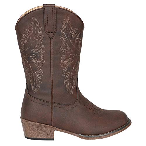 Kids Boys Brown Faux Leather Western Cowboy Boots 113
