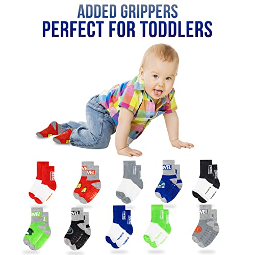 Image of Spiderman Grip Socks, Socks for Toddler Boys, 10 Pack, Spider man Toddler Gripper Socks, Amazing Spiderman Variety Pack