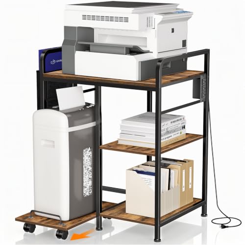 Image of Large Printer Stand with Storage: 24x18 Inch Printer Table for Home Office