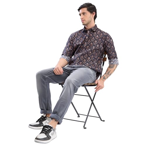 Image of Spykar Men's Slim Fit N /A Full Sleeve Printed Casual Shirts