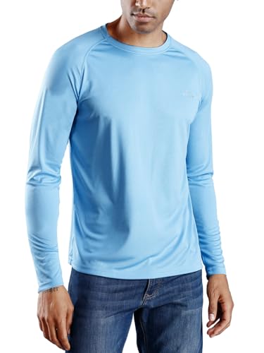 Image of Willit Men's Rash Guard Swim Shirts UPF 50+ Long Sleeve Shirts Sun Protection SPF Hiking Fishing UV Shirt, Blue, 3X-Large