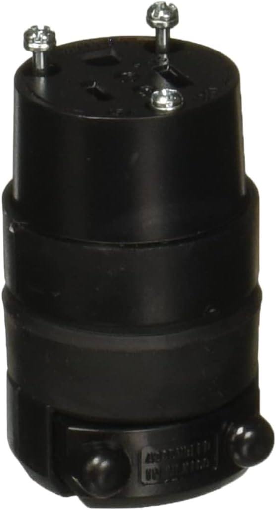 Leviton 515CR 15 Amp, 125 Volt, Cord Outlet, Rubber, Grounding, Black - Electric Plugs - 