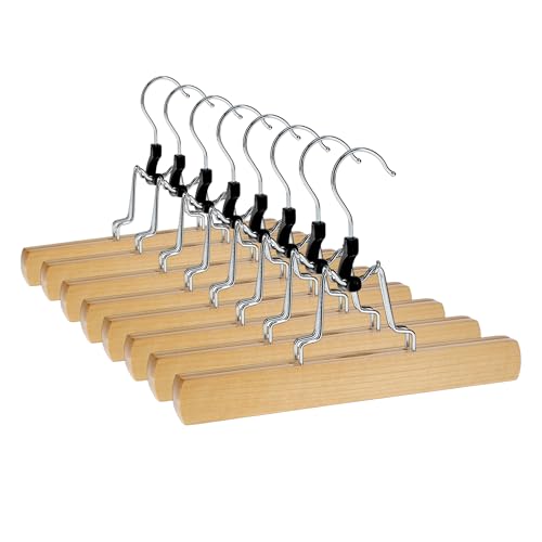 8 x Hosenbügel Klemmbügel VonBueren | Hosenspanner aus Holz | Kleiderbügel für Hosen | rutschfest | mit drehbarem Haken