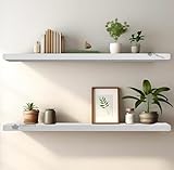 FORESTIS GALLINARIA Aries Wooden Floating Wall Shelf| Wall Rack Shelf | Wall Mount for Living Room, Bedroom, Kitchen… (Set of 2 White, XX-Large (24inches))