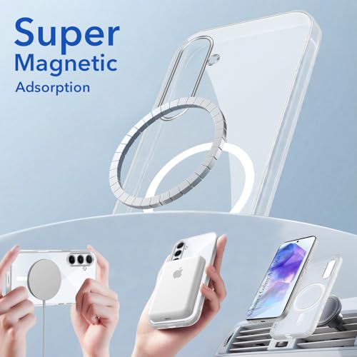 Image of Jkobi Lifetime Anti-Yellow MagSafe Compatible Clear Back Cover Case for Samsung Galaxy A55 5G (Sleek Hard Crystal | Shockproof and Camera Protection)