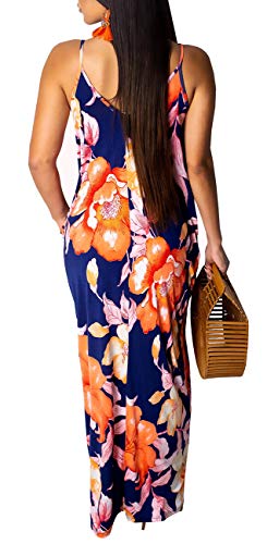 Image of Summer Maxi Dress for Women 2026 Plus Size Sundresses Casual Sexy Floral Sleeveless Beach Long Dress with Pockets