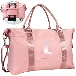Vogewood Duffle Bag for Kids-Girly Girl Stuff-Gifts for 8-16 Year Old Girls | Women Duffel Bag, Monogram Overnight Bags Gifts for Girl Birthday Gift Pink Gift for Teen Girls (Letter L)