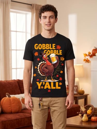 Mens Thanksgiving Shirt Funny Turkey Graphic Tees Fall Pumpkin T-Shirt - image 2