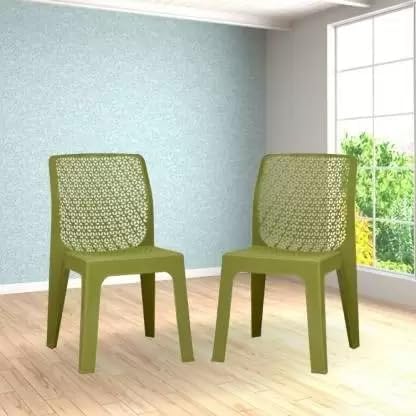 Anmol Highway Spine Care High Back Ortho Chair Plastic Outdoor Chair (Green, Set of 2 Pre-Assembled)