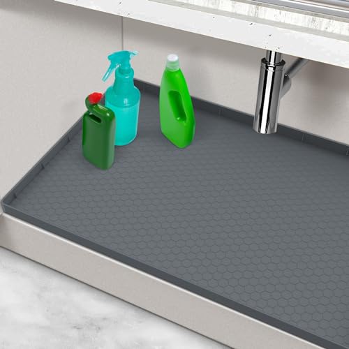Comparison: Best Sink Material For Kitchen 11 Under Sink Mats for Kitchen Waterproof, Silicone Under Kitchen Sink Mats and Protectors for 34" x 22" Cabinets, Under Sink Tray Organizer, Shelf Liners Cabinet Liner for Kitchen and Bathroom, Gray