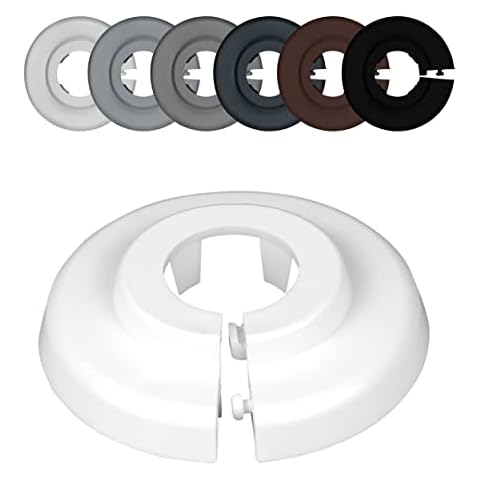 10 Pieces Radiator Pipe Collars, for Pipe diameters: 12mm, 15mm, 16mm, 18mm, 22mm, 28mm, 35mm; Heating Pipe Hole Covers / Rings / Surrounds / Roses, White Plastic (22mm) Cover