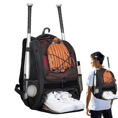 Mochila de béisbol para niños y jóvenes con compartimento para zapatos y gran capacidad