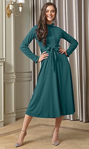 Image of KOH KOH Womens Long Sleeve Semi Formal Work Elegant Pockets Mini Midi Dress