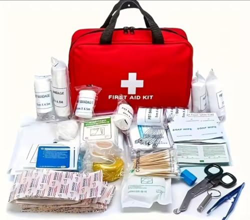 Trousse de Premiers Secours 210 Pièces – Kit Médical Urgence Portable – Maison, Voiture, Bureau, Camping, Randonnée, Voyage – Compact et Résistant, Sac Étanche Tout Usage
