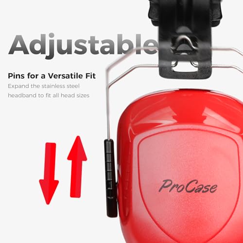 Image of ProCase Noise Reduction Safety Ear Muffs, Hearing Protection Earmuffs, NRR 28dB Noise Sound Protection Headphones for Shooting Gun Range Mowing Construction Woodwork Adult Kids -Pure Red