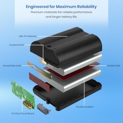 Image of Simpex EN-EL15 Rechargeable Li-ion Camera Battery | 7.0V High-Capacity Replacement Battery Compatible with Nikon D7000, D7100, D7200, D7500, D750, D810, D850, D500, D600, D610 & D800 Series(Black)