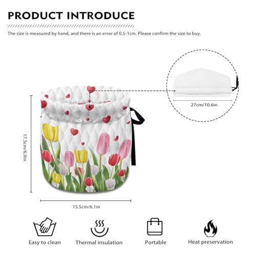 Image of Floral Tea Cozy for Teapot Small Tea Cosies Tulip Flower Design, Kitchen Tea Kettle Dust Cover Cloth Cover for Breakfast Pot Coffee Pot Protector Tabletop Decorations