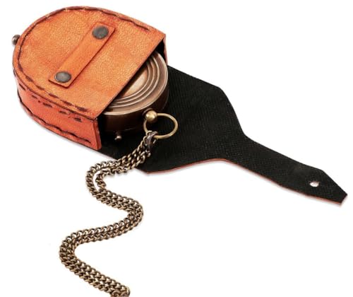 Brújula de latón personalizada con estuche de cuero miniatura 6