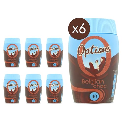 Options Belgian Chocolate Instant Hot Chocolate Powder 395g (6 Pack) Perfect Low Calorie Treat