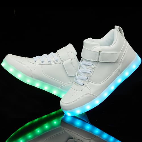 Image of SANYES LED Light Up Shoes for Men Women, USB Rechargeable High Top Glowing Sneakers, Luminous Dancing Shoes